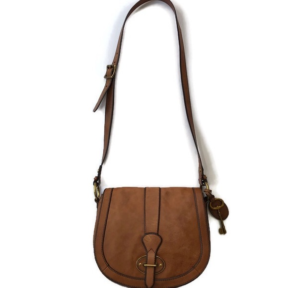 Fossil VRI Saddle Bag Crossbody Brown Leather - Picture 3 of 8